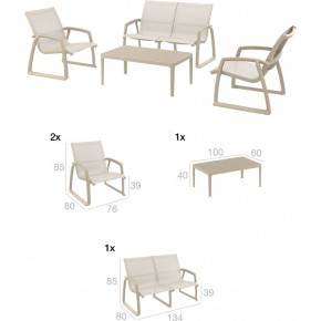 PACIFIC LOUNGE Set complet - (2 fauteuils 1 canapé 1 table basse )