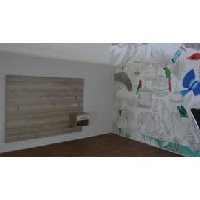 Panneau mural L192/138cm avec chevet 1 tiroir 1 niche (hors pose)