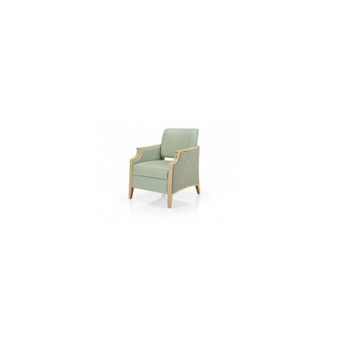 Fauteuil JEANNE entourage bois, assise amovible