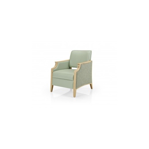 Fauteuil JEANNE entourage bois, assise amovible